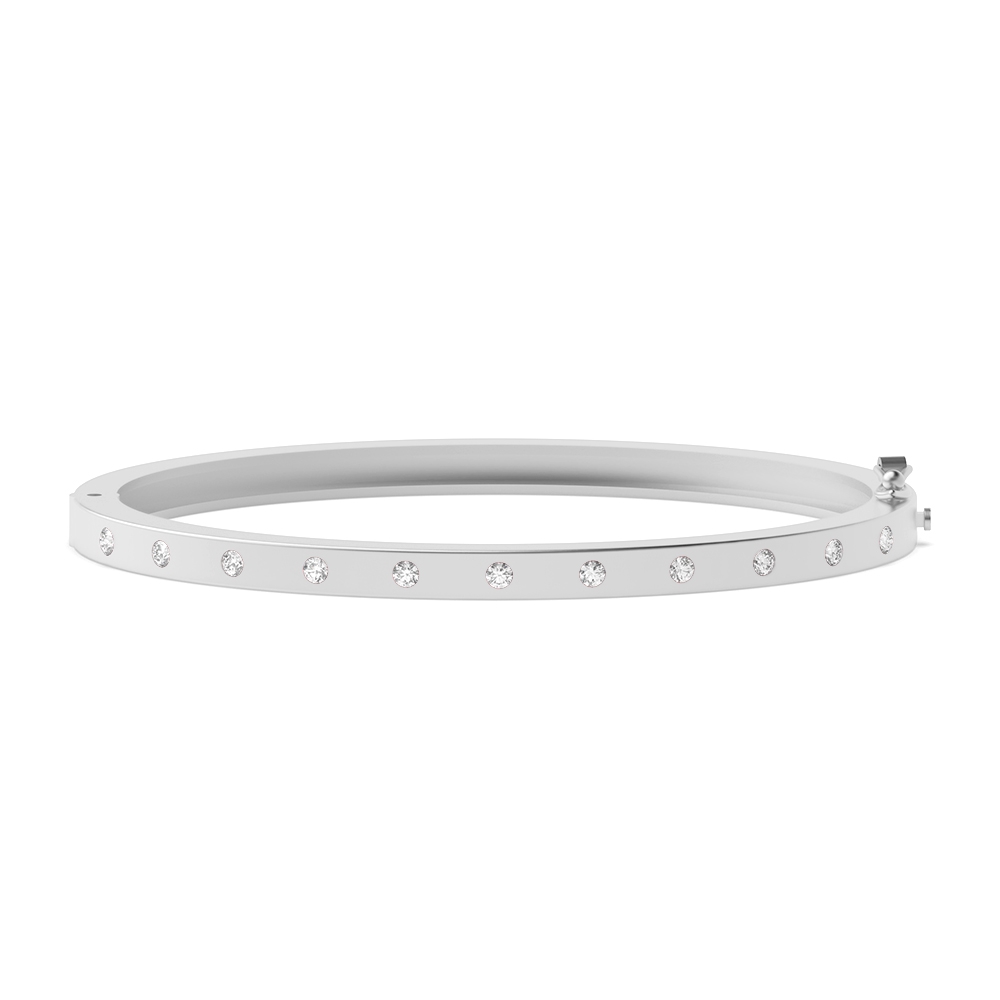 the smooth metal surface flush setting round Lab Grown Diamond bangle