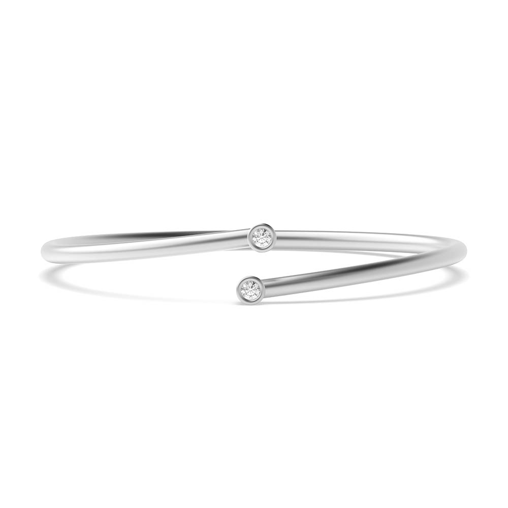 bezel setting round shape diamond hoop single row bangle