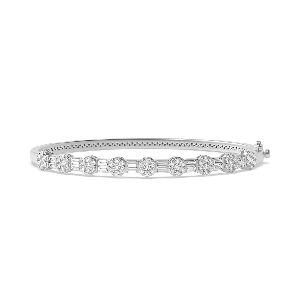 prong setting round shape elegant encrusted Moissanite set bangle