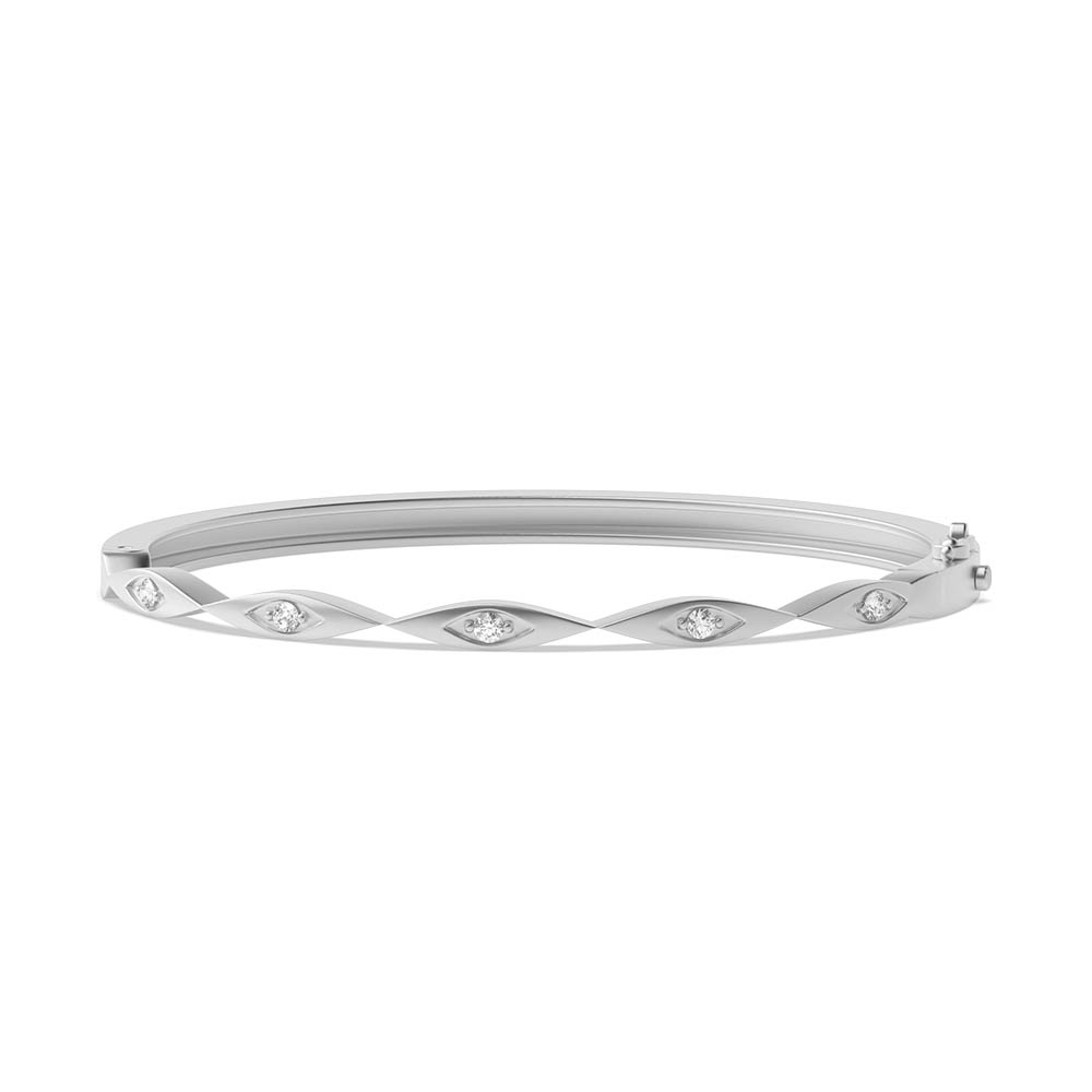 prong setting round diamond stylist bangle