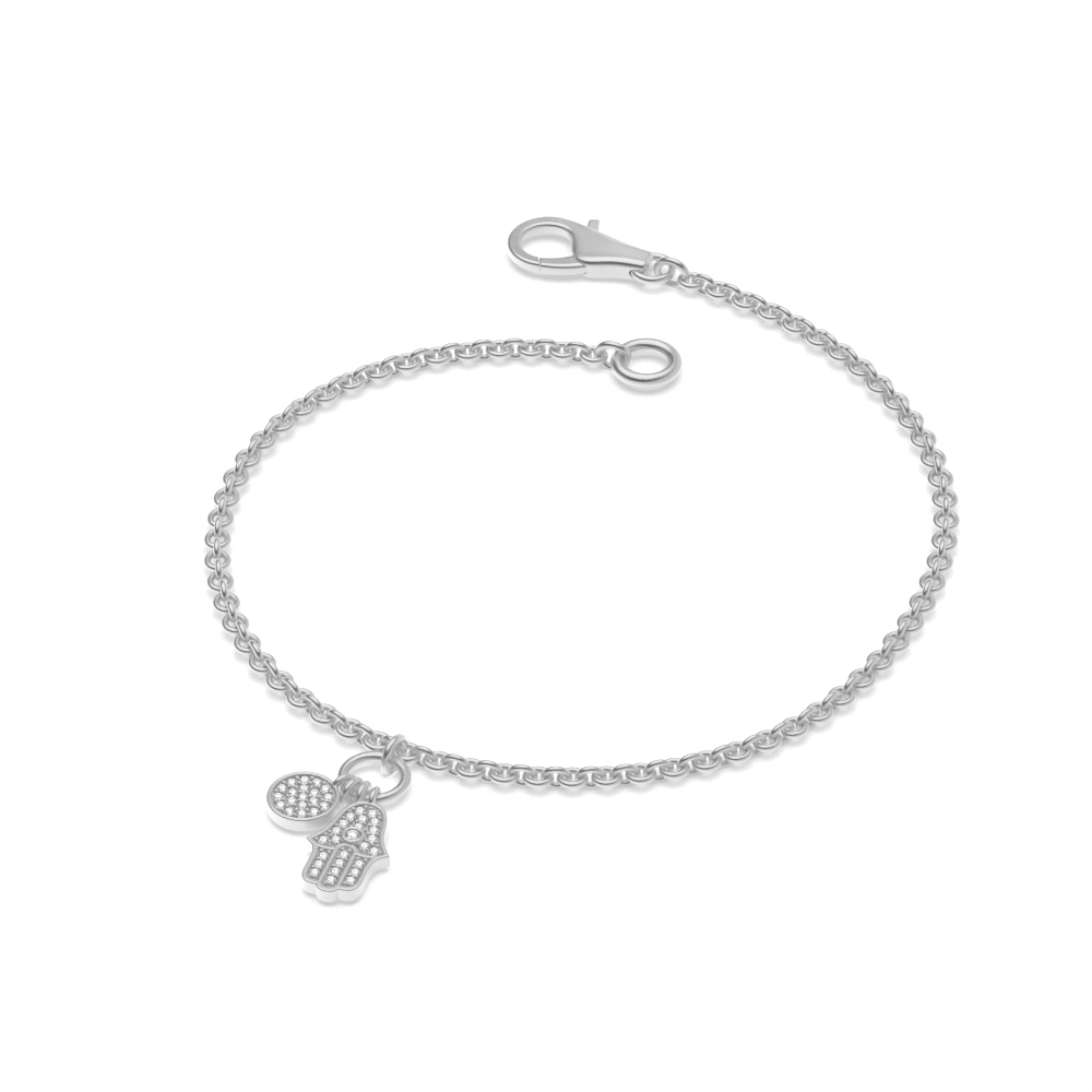 hamsa with circle of Lab Grown Diamond charm bracelet