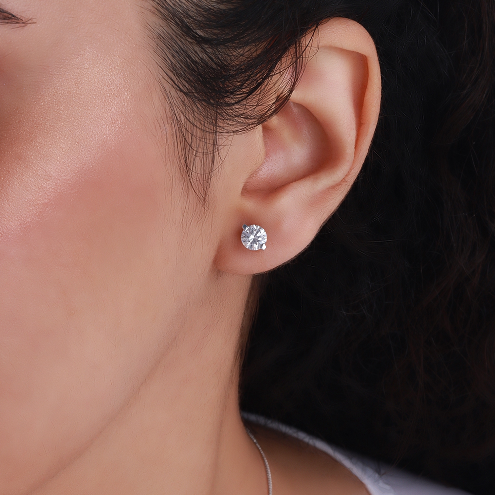 3 Prong 2 prongs Naturally Mined Diamond Stud Earrings
