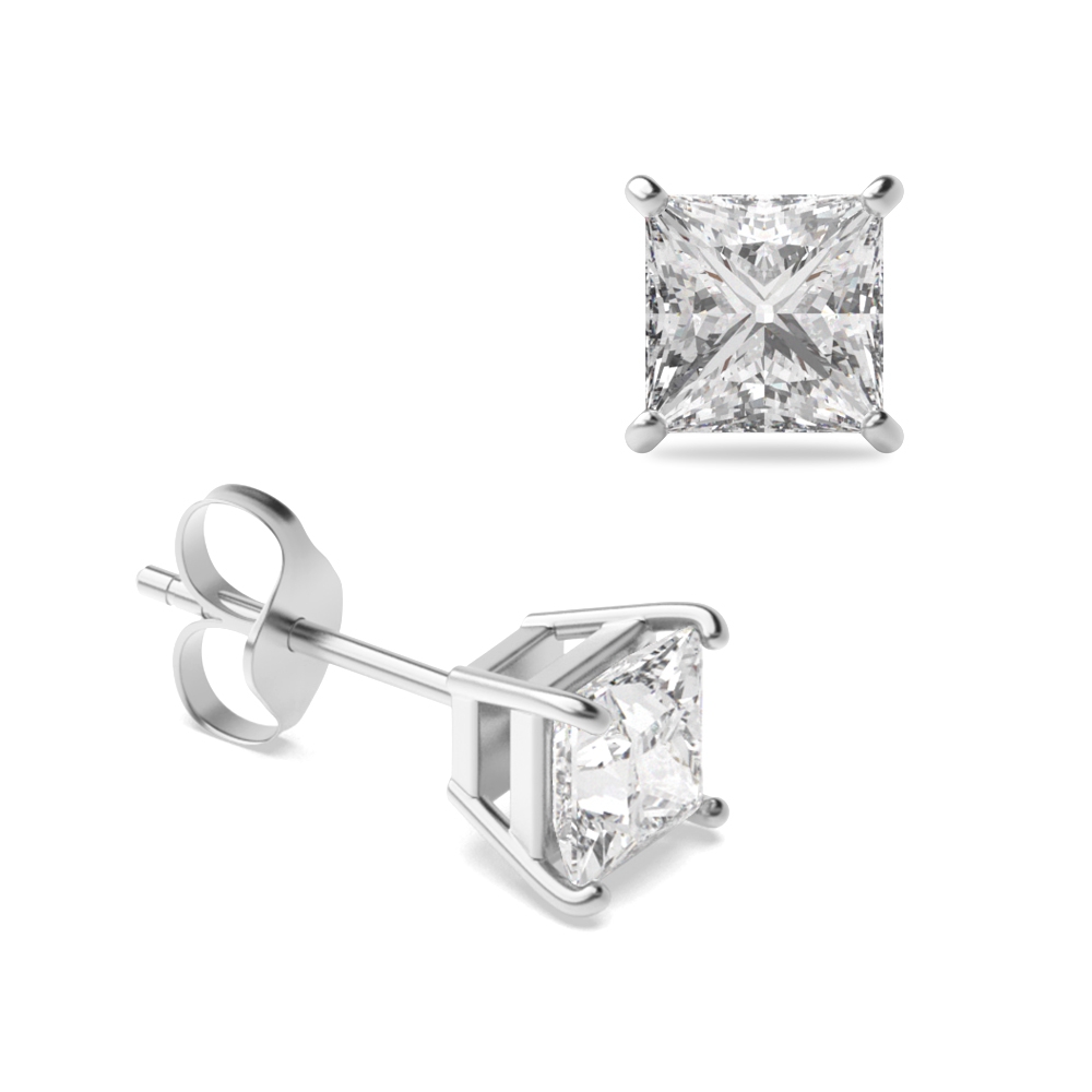 Princess Single Moissanite Stud Earring For Men for women