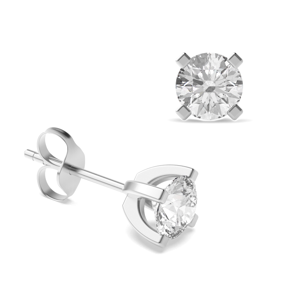 Real Diamond Stud Earrings in White Gold and Platinum