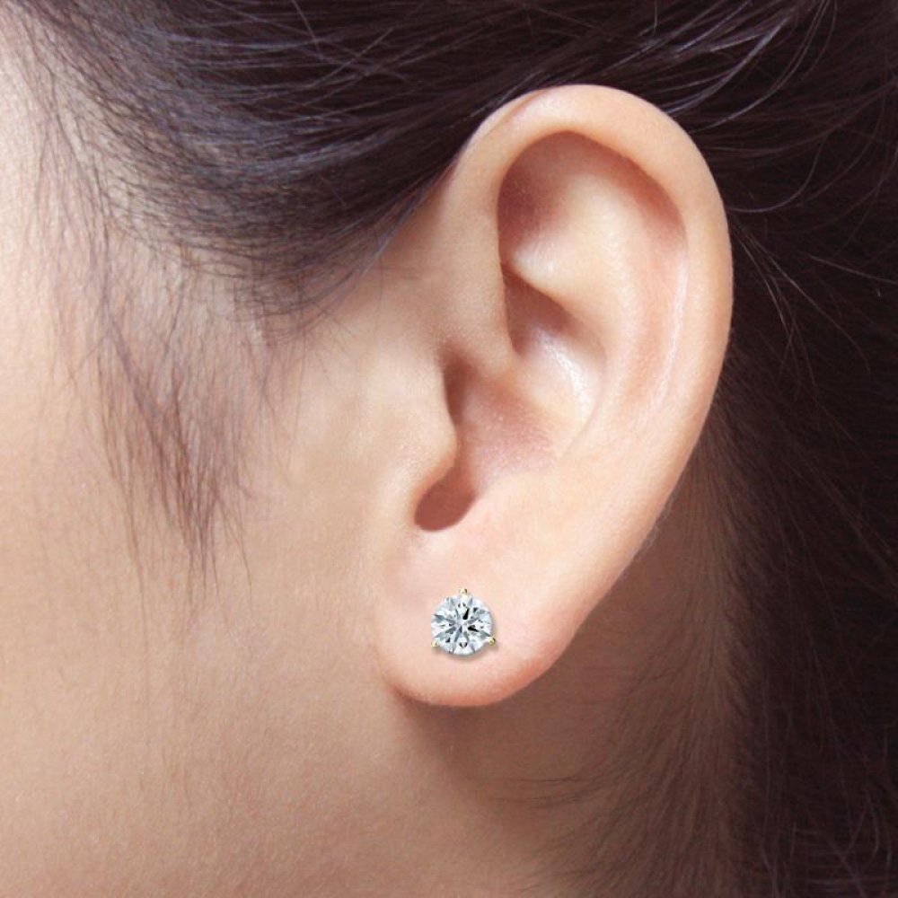 3 Prong TrioGleam Lab Grown Diamond Stud Earrings