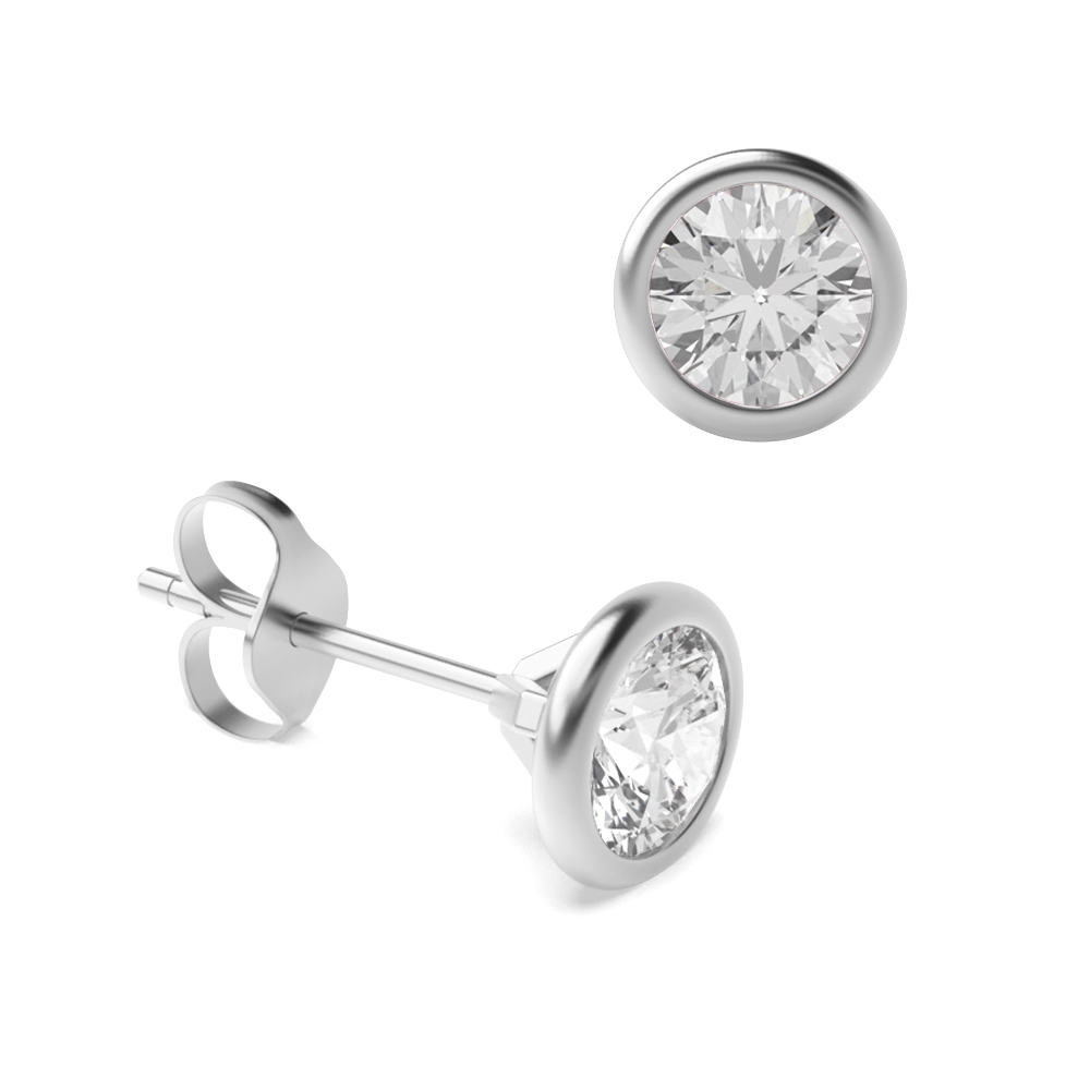 Bezel Setting Round Lab Grown Diamond Stud Earrings