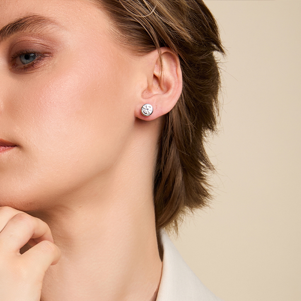 Bezel Setting delicate Stud Earrings