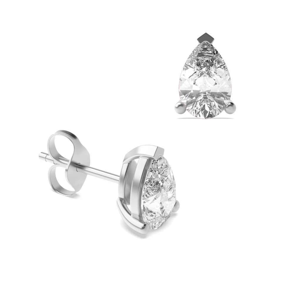 Pear Shape Tear Drop Platinum & Gold Diamond Stud Earrings