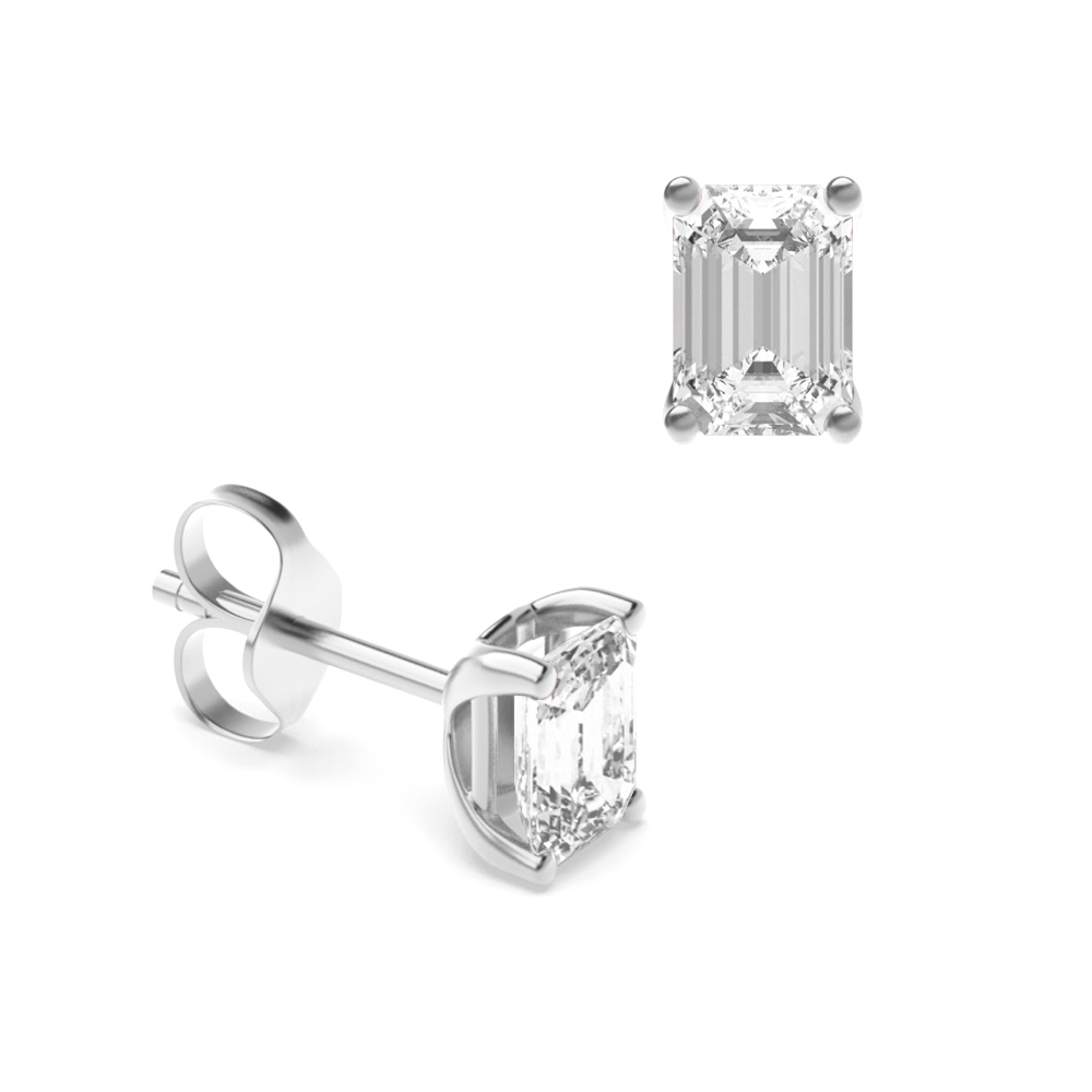 Emerald Moissanite Stud Earring Rose / White Gold & Platinum