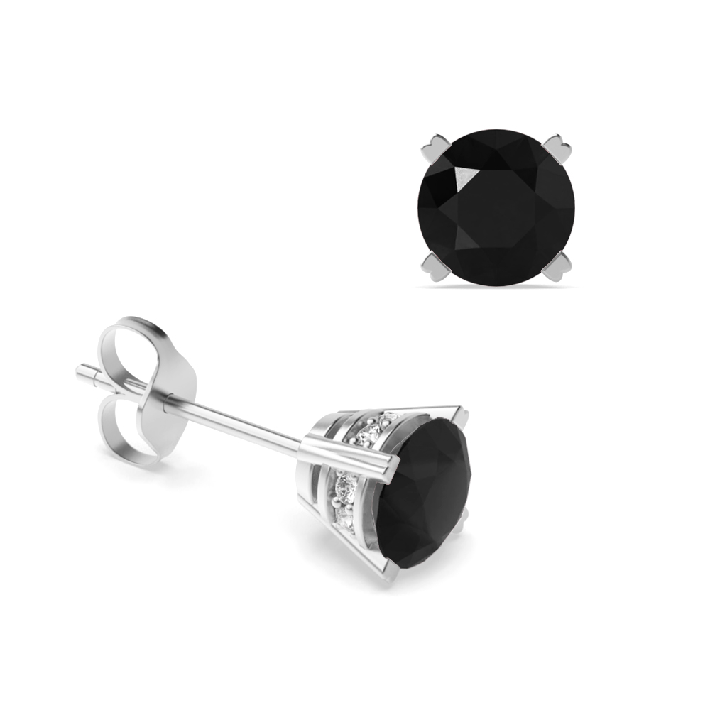 Round Shape Designer Stud Black Diamond earrings