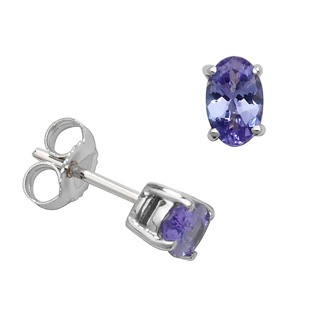 Oval Shape 4 Claw Basket 6 X 4mm Tanzanite Gemstone Earrings