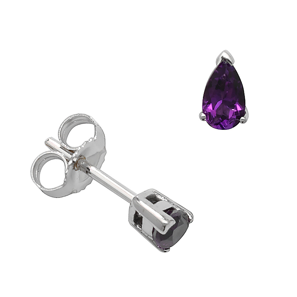 Pear Shape Claw Set 5 X 3mm Amethyst Gemstone Earrings