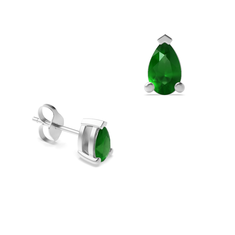 Pear Shape Claw Set 5 X 3mm Emerald Gemstone Earrings