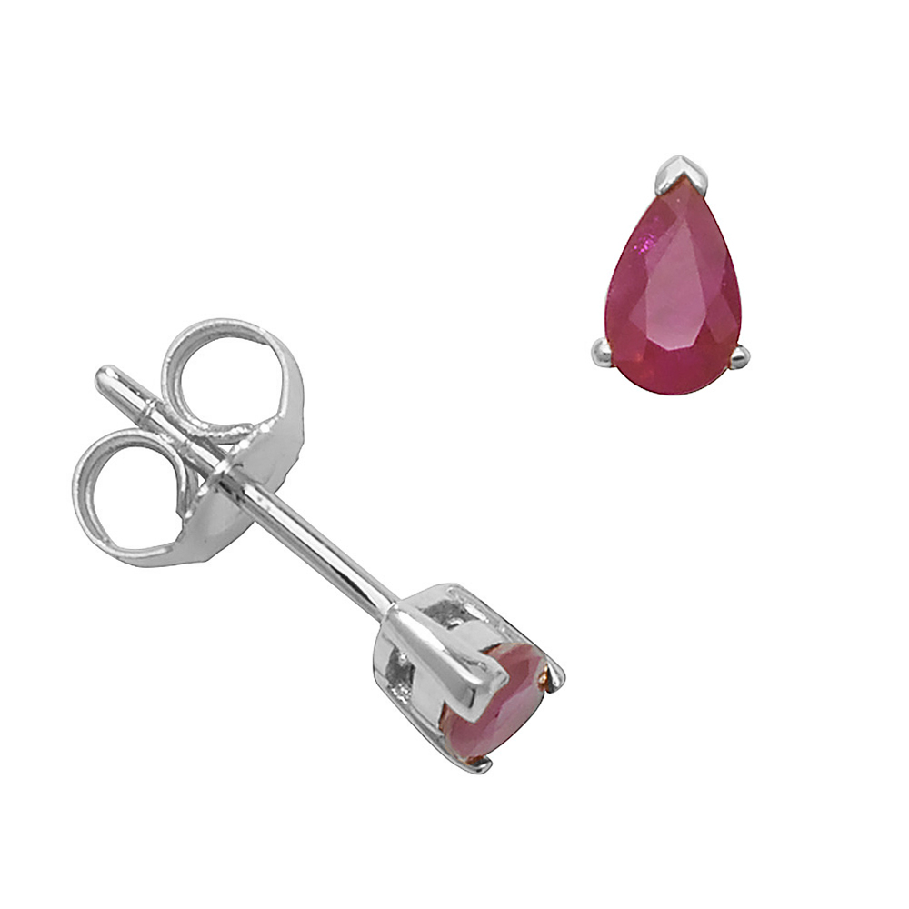 Buy Pear Shape Claw Set 5 X 3Mm Ruby Gemstone Earrings - Abelini