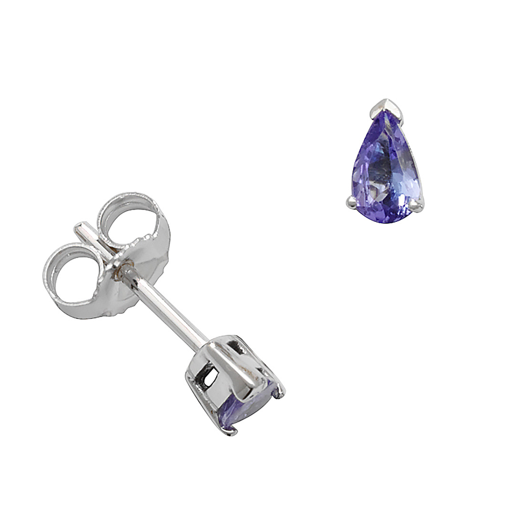 Pear Shape Claw Set 5 X 3mm Tanzanite Gemstone Earrings