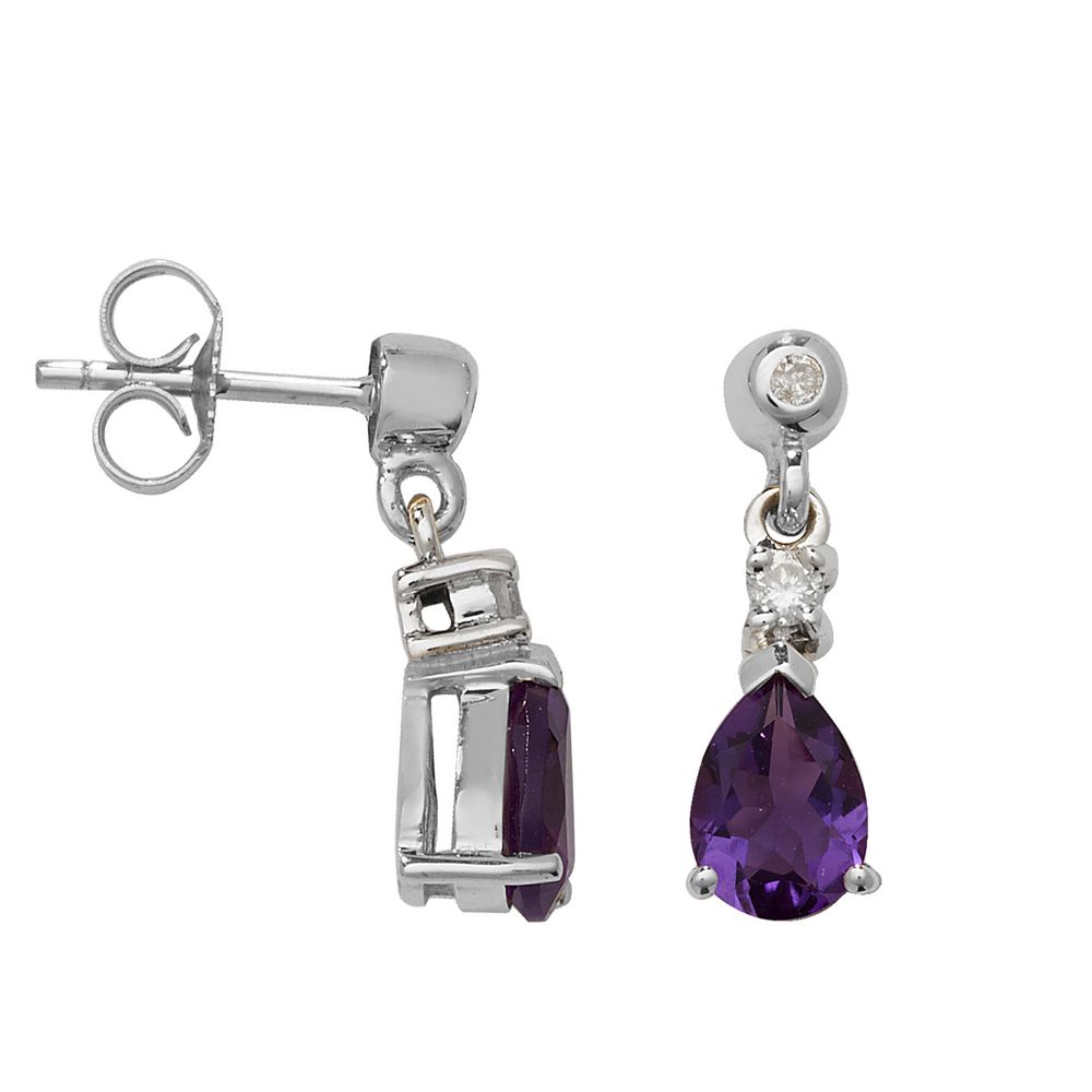 Pear Shape Tear Drop 7 X 5mm Amethyst Gemstone Earrings