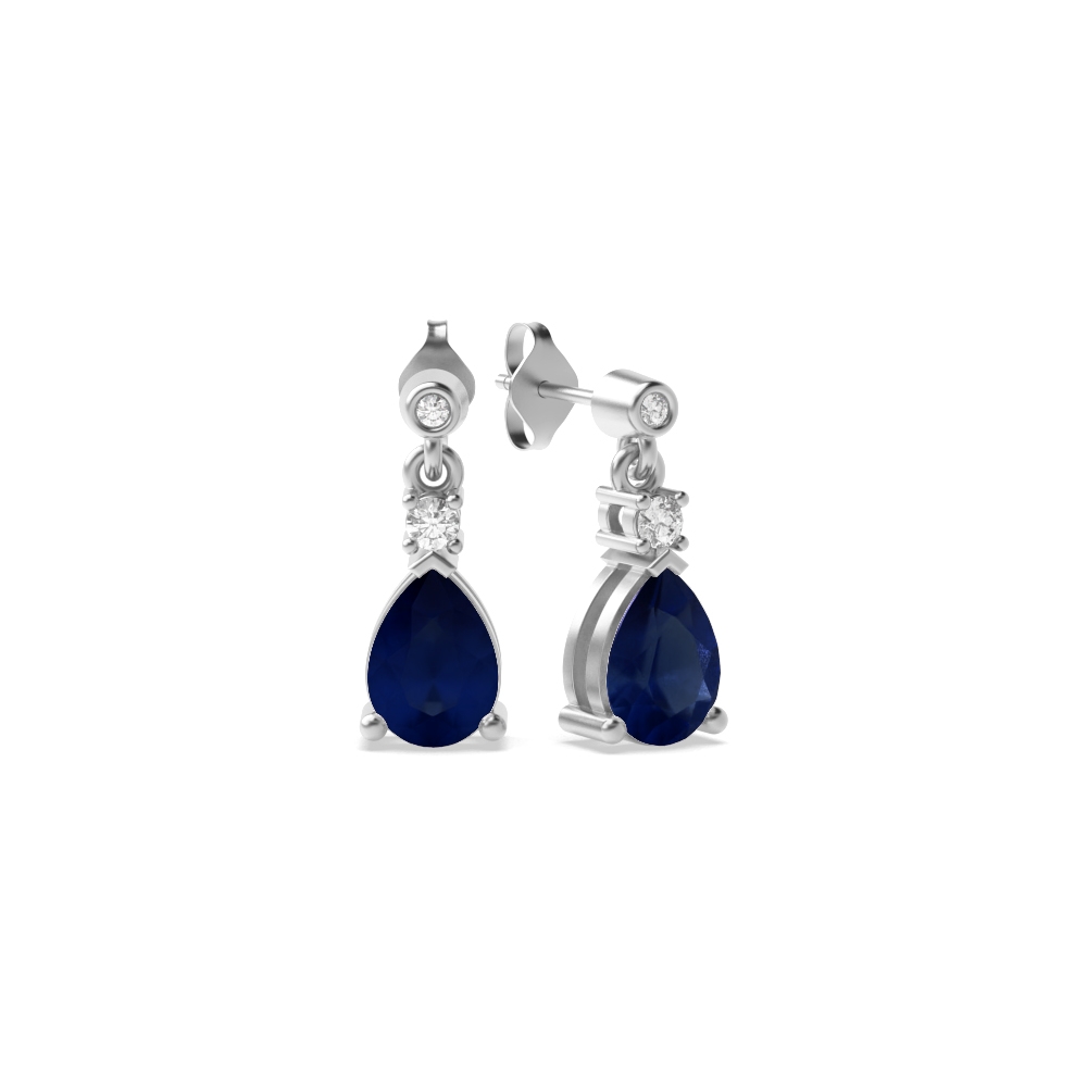 Pear Shape Tear Drop 7 X 5mm Blue Sapphire Gemstone Earrings