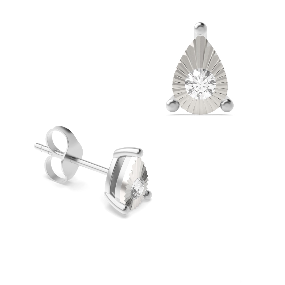 1/10 Carat Pear Shape Illussion Setting Lab Grown Diamond Cluster Earrings (6.0mmX5.0mm)