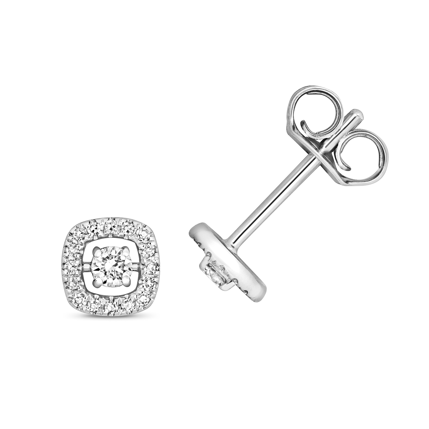 0.15 Carat Round Shape Halo Lab Grown Diamond Cluster Earrings (5.0mmX5.0mm)