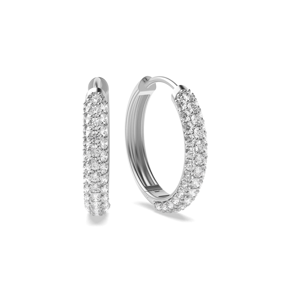 Pave Setting Round Diamond Hoop Earrings (14.50mm)