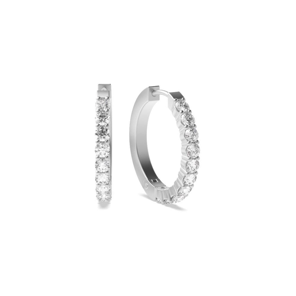 4 Prong Setting Round Diamond Ladies Hoop Earrings (15.30Mm)