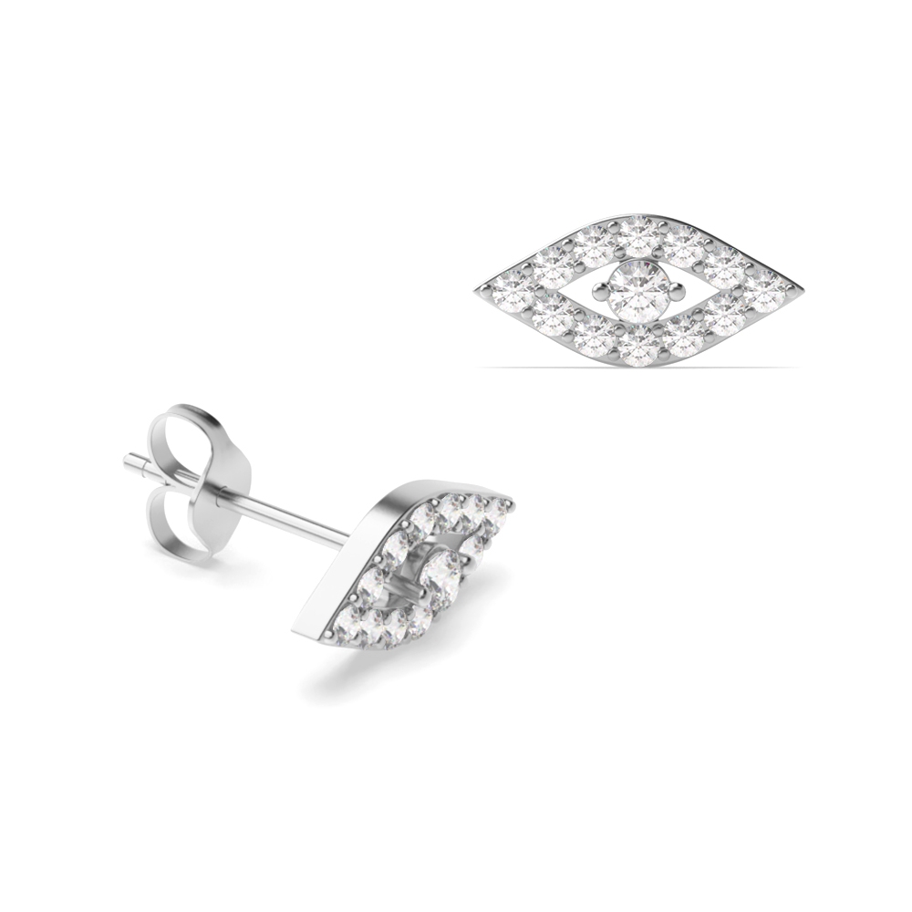 Devil Eye Cluster Diamond Earrings / Gift for Her