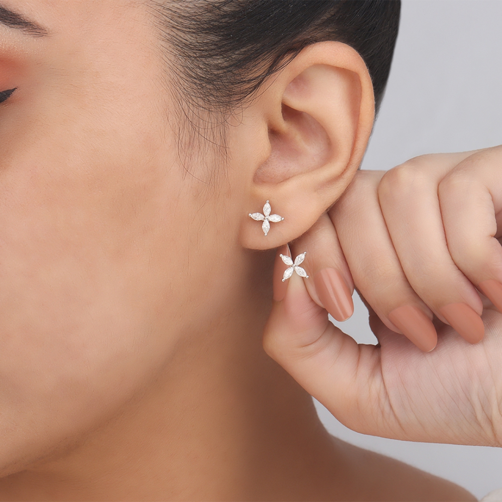 4 Prong Marquise Star Exclusive Gift Stud Earrings