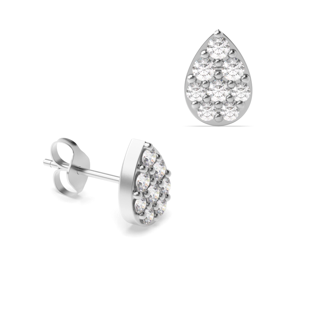 Pear Shape Tear Drop Diamond Cluster Earrings An Ideal Gift (5.50mm - 7.50mm)