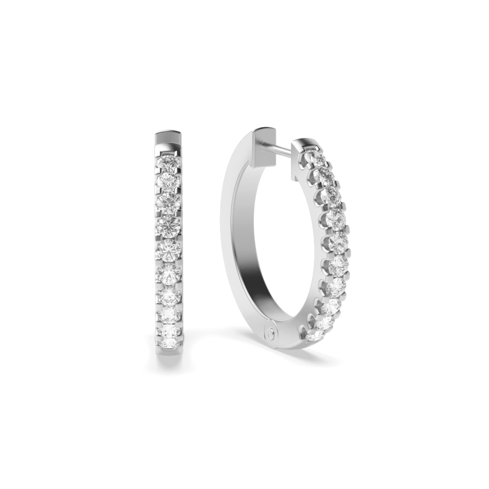 U Prong Setting Round Lab Grown Diamond Ladies Hoop Earrings (13.50mm)