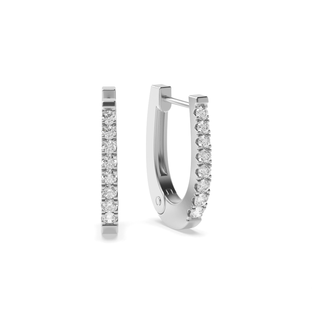 Prong Setting Round Shape Womens Diamond Hoop Earrings (13.0mm X 10.0mm)