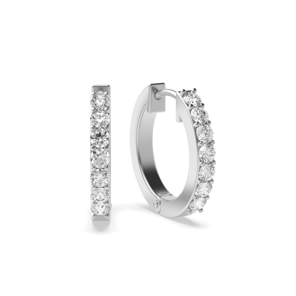 Pave Setting Classic Platinum & Gold Diamond Hoop Earrings (8mm,10mm,12mm)