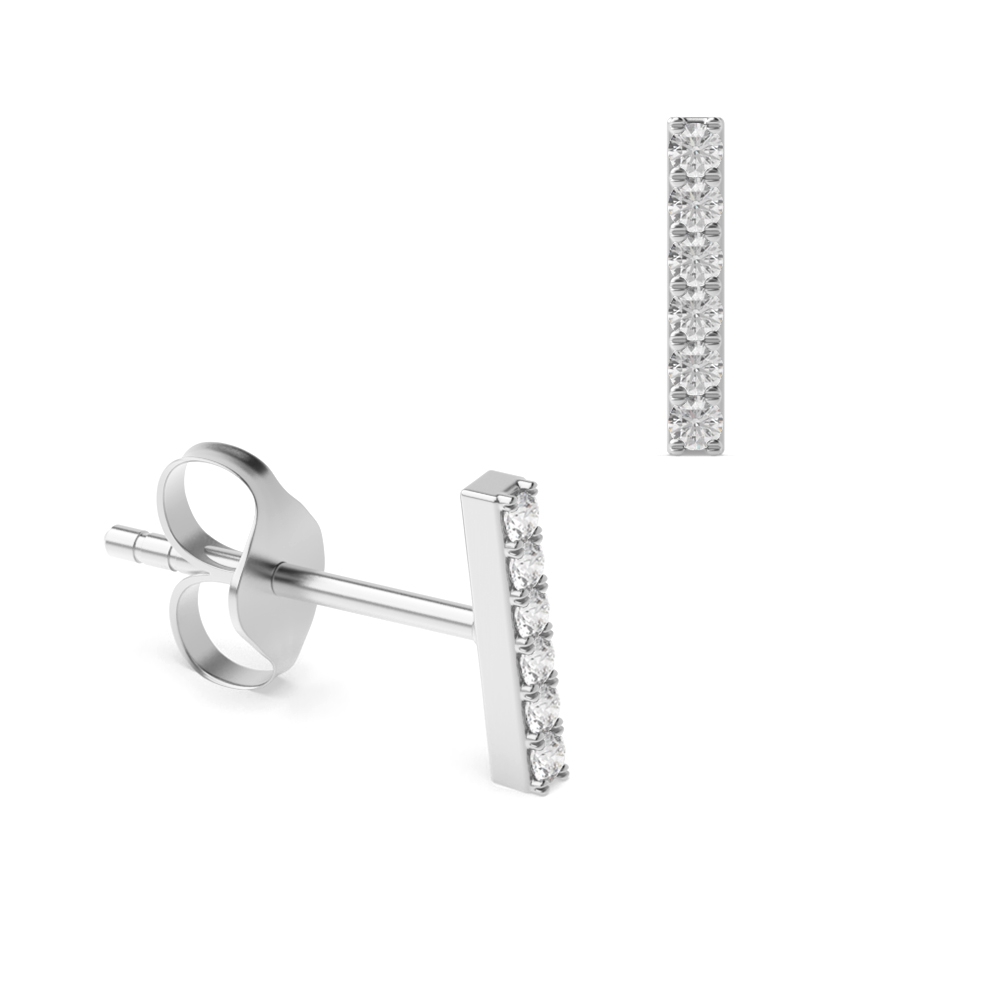 Round Shape Bar Setting Moissanite Designer Earrings  (8.0mm X 1.30mm)