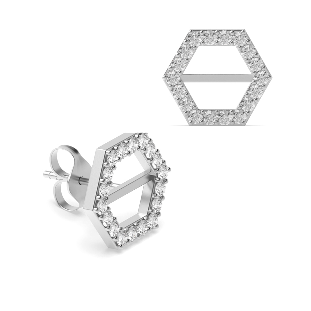 Pave Setting Round Moissanite Honeycomb Designer Earrings (10.90mm)