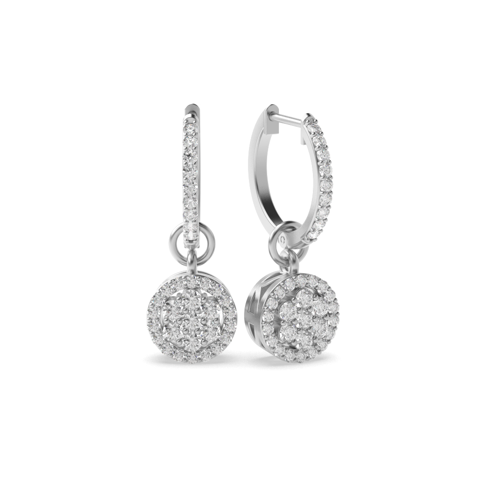 Prong Setting Round Diamond Cluster Drop Earrings