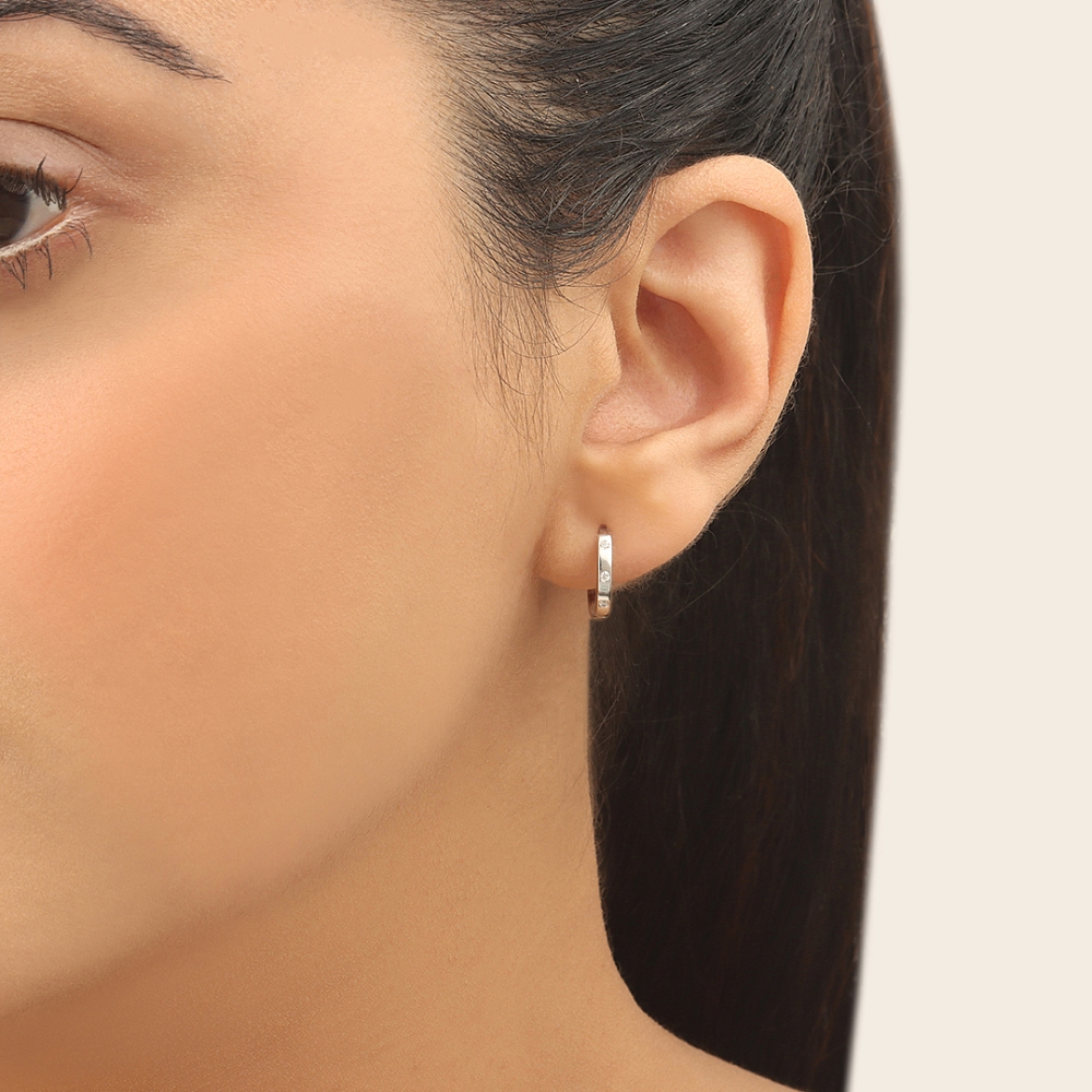 Flush Setting Round Petit Diamond Earrings