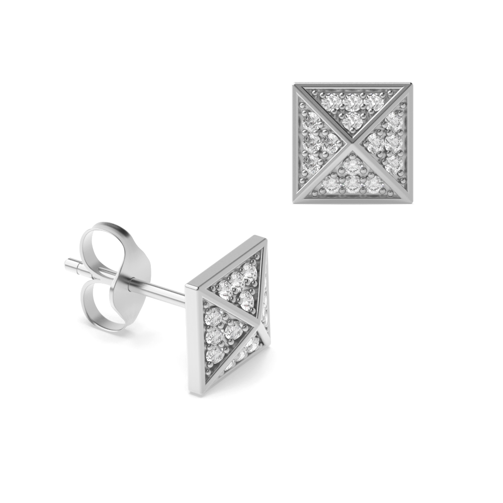 Pave Set Moissanite in Pyramid Shape Mens & Women Moissanite Earrings (6.70mm)