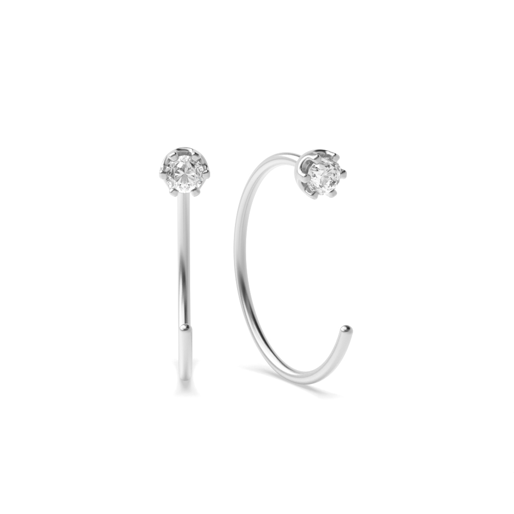 6 Prongs Round Shape Huggies Diamond Hoop Earrings  (12.40mm X 11.40mm)