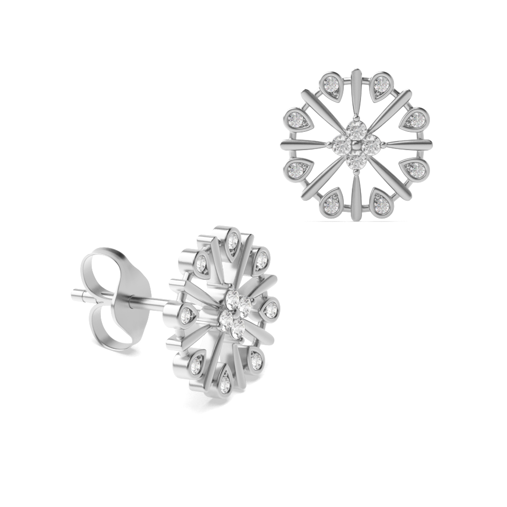 Bezel Setting Round Shape Decorative Circle Designer Diamond Stud Earrings (16.0mm)
