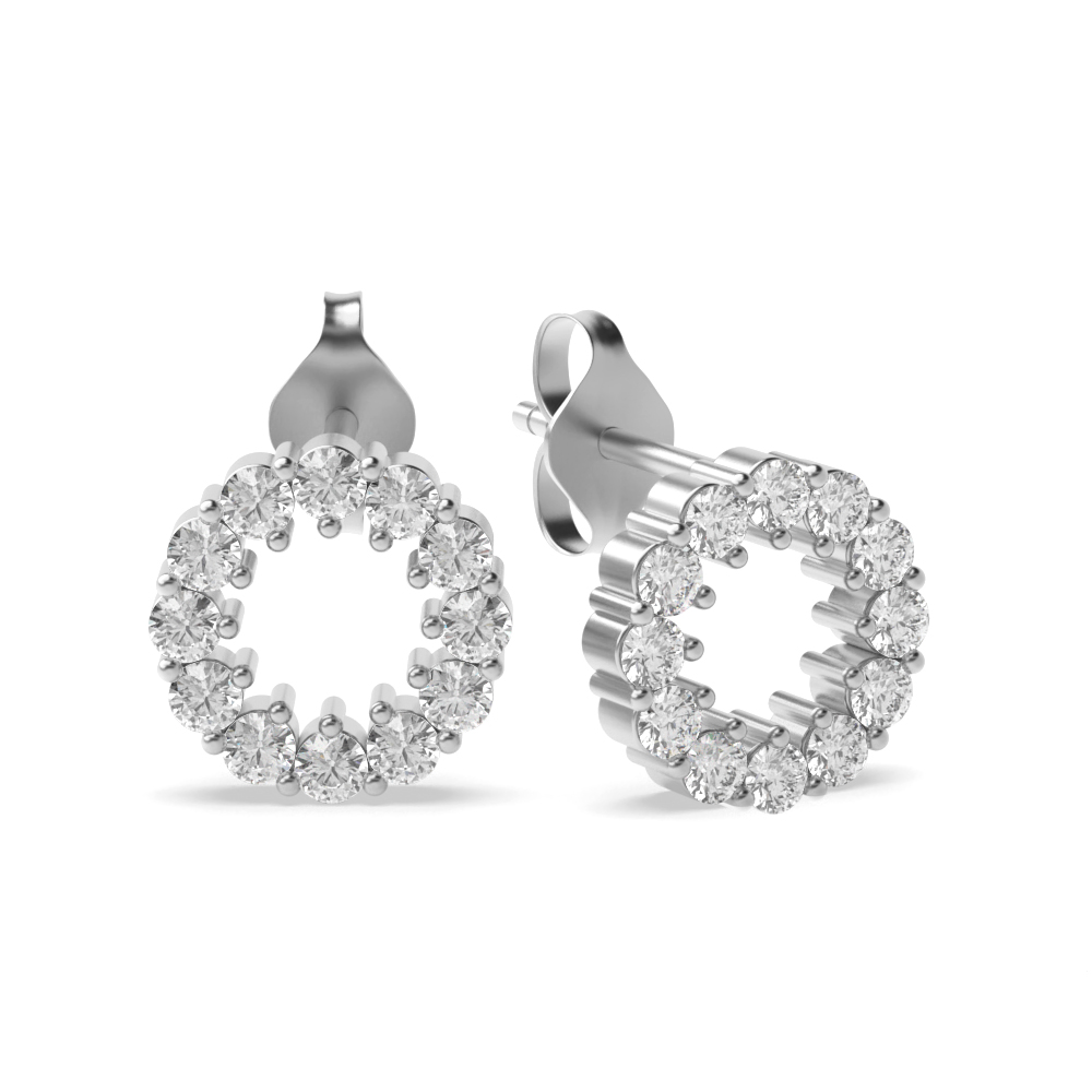 3 Prongs Round Shape Circle Designer Diamond Stud Earrings (8.20mm)