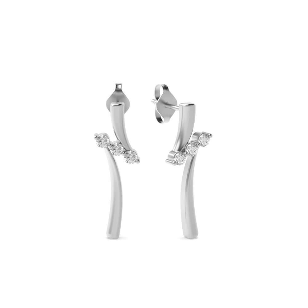 4 Prongs Round Shape Three Designer Lab Grown Diamond Stud Earrings (19.80mm X 6.40mm)