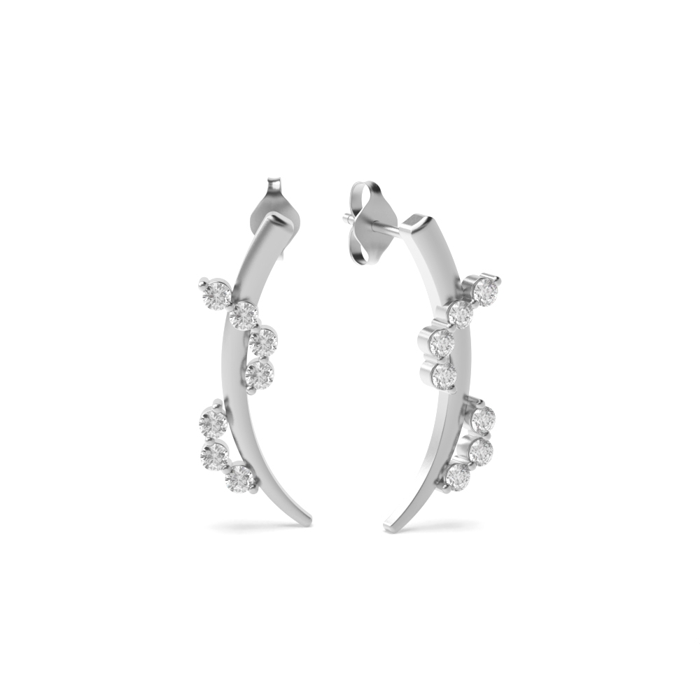 4 Prongs Round Shape Twisting Moissanite Designer Earrings  (21.00mm X 7.00mm)