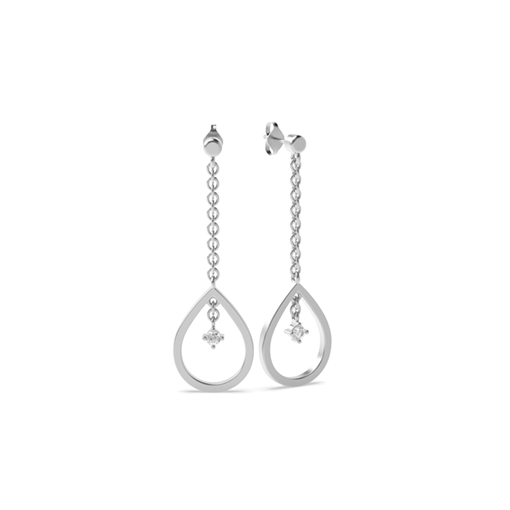 Prong Setting Round Shape Dropping Designer Moissanite Stud Earrings (17.00mm X 11.50mm)