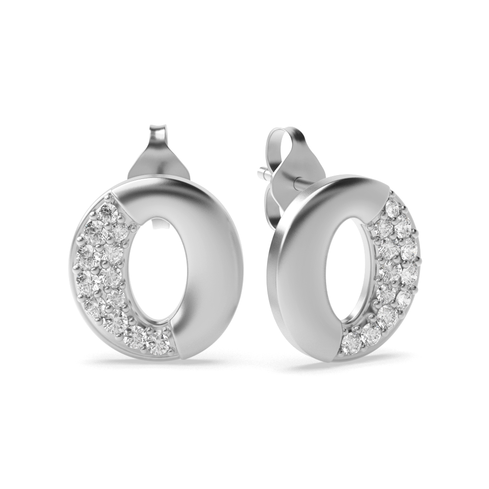 Pave Setting Round Shape Oval Designer Moissanite Stud Earrings (9.00mm X 8.20mm)