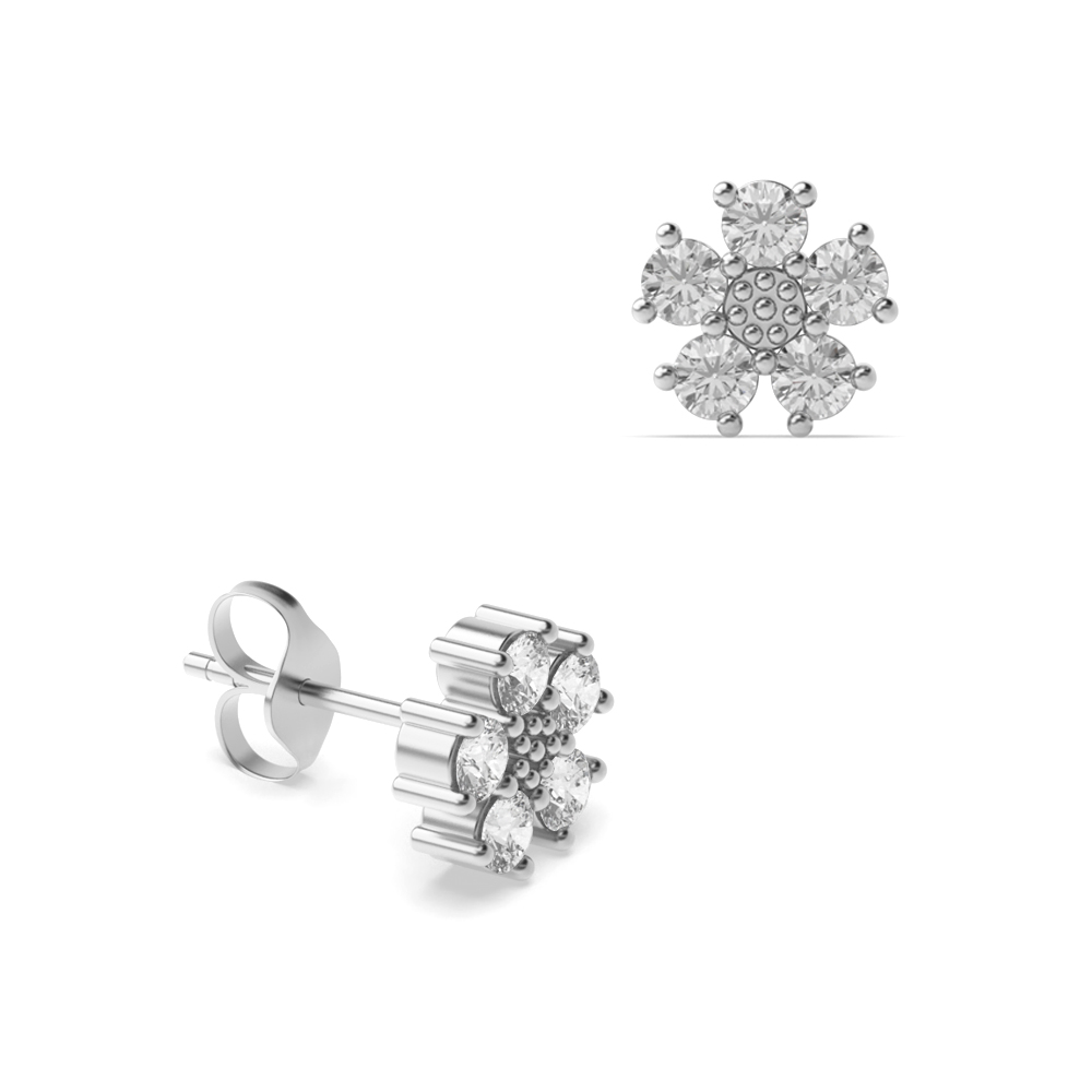 Buy 4 Prong Setting Round Diamond Earrings | Abelini  - Abelini
