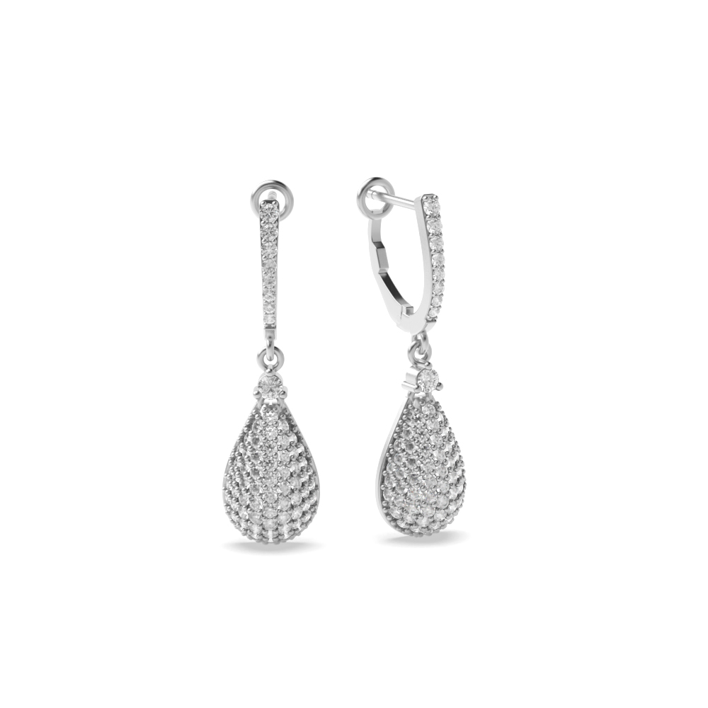 Pave Setting Round Cut Diamond Earrings For Women | Abelini