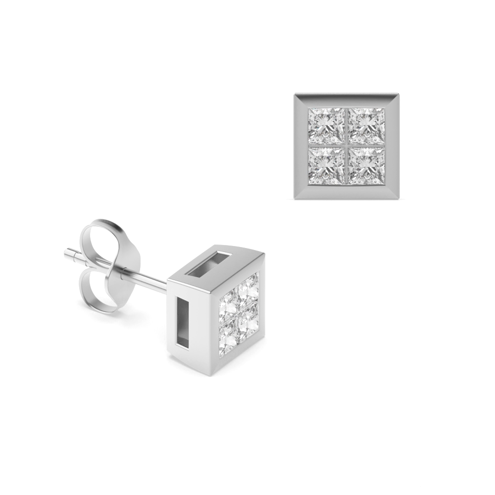 channel settings princess Moissanite earrings