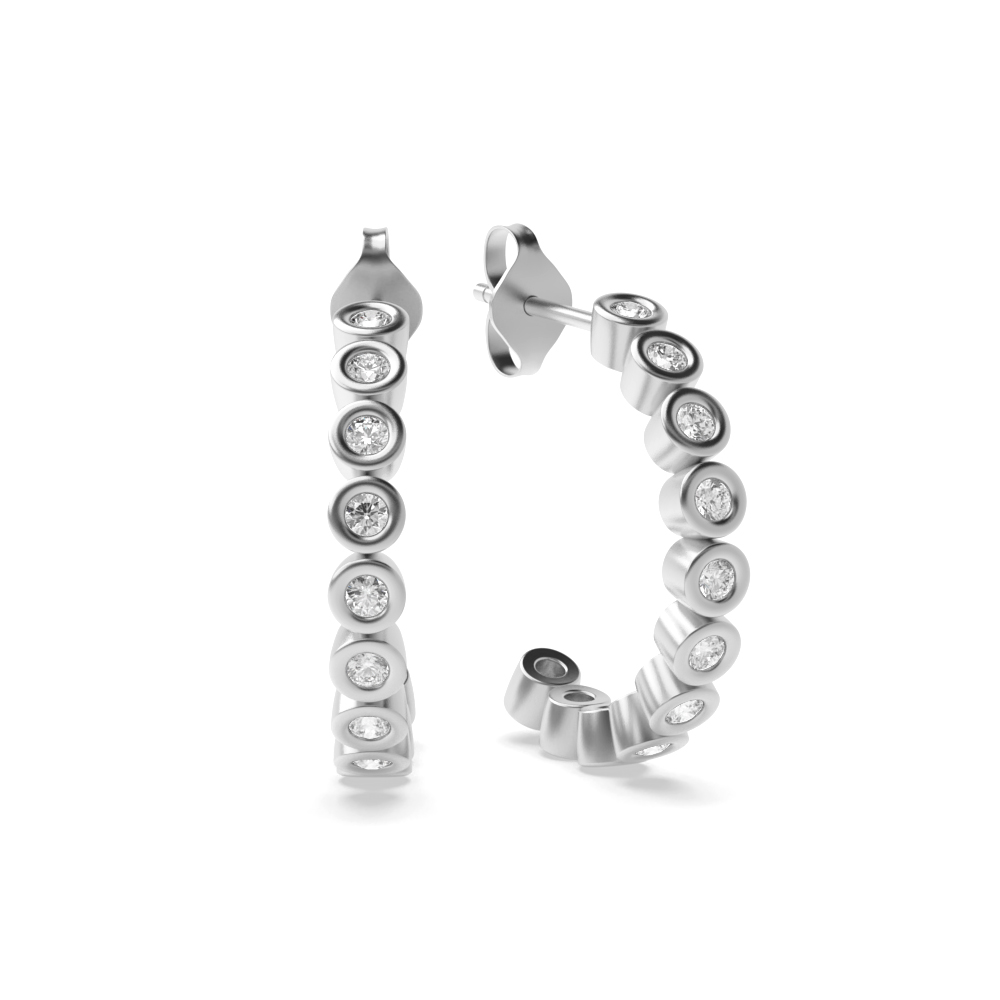 Bezel Setting Round Diamond Earrings | Abelini Buy Online