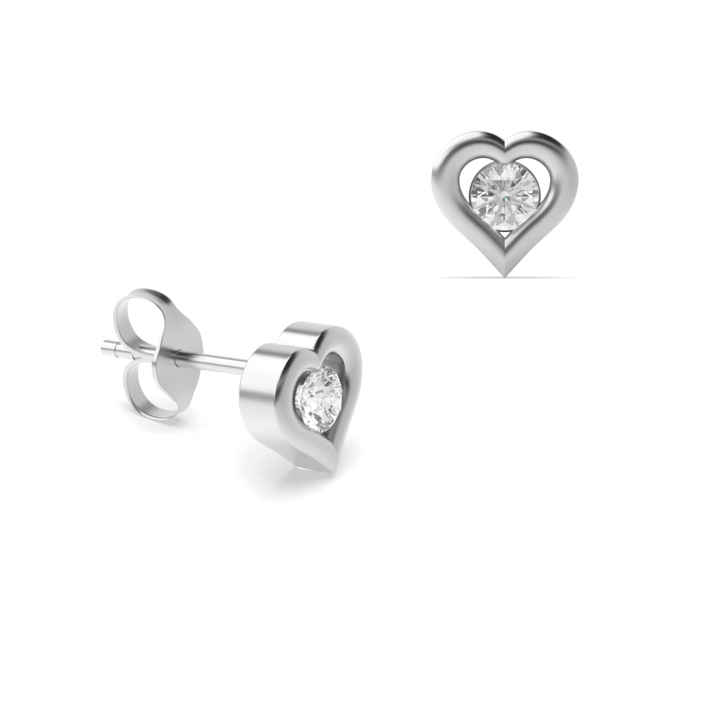Buy Heart Shape Round Cut Diamond Stud Earrings - Abelini