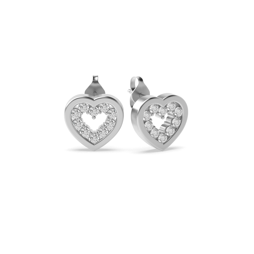 heart shape round diamond stud earrings