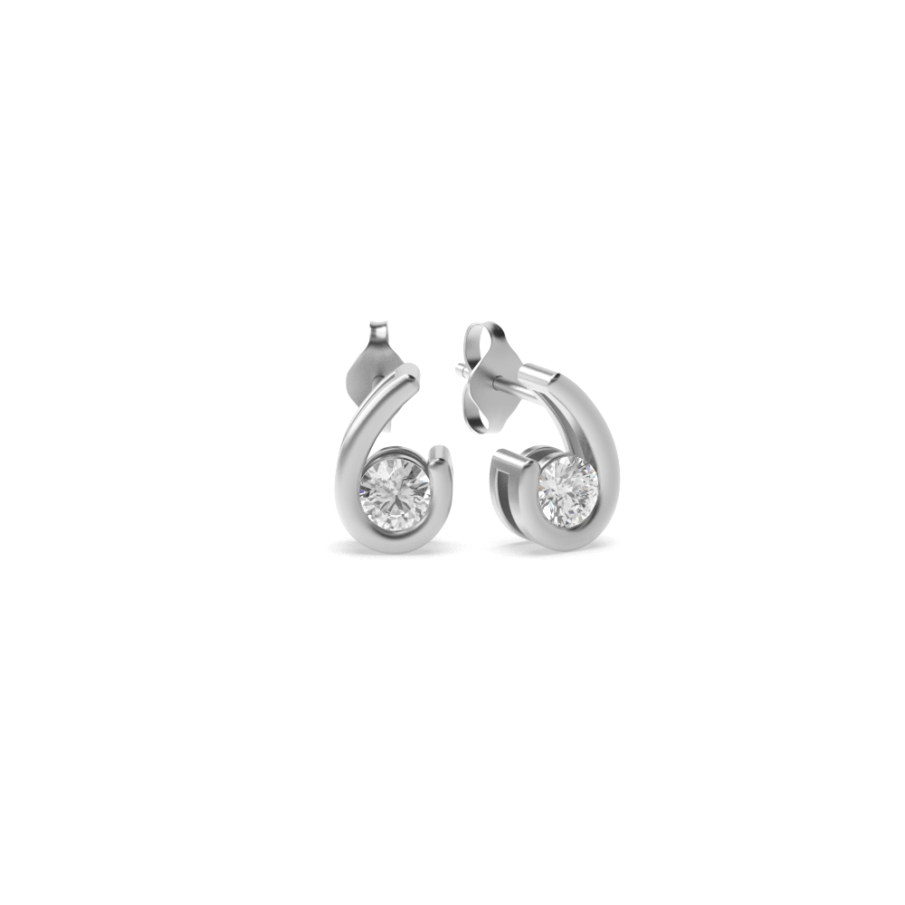 Buy Channel Setting Round Diamond Stud Earrings - Abelini